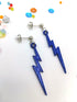 Electrifying Lightning Bolt Earrings The Bold Range - Silver Sunbird Blue Funky Earrings