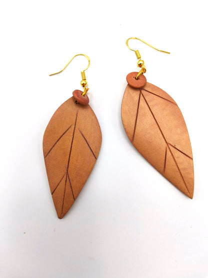 Wonderful Wooden Leaf Earrings - Silver Sunbird Bohemian Earrings
