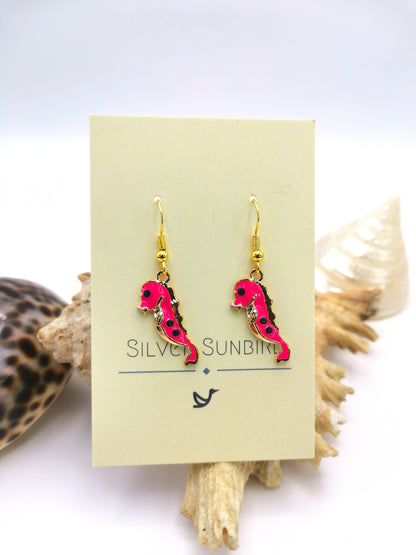 Colourful Serene Seahorse Earrings - Silver Sunbird Under the Sea