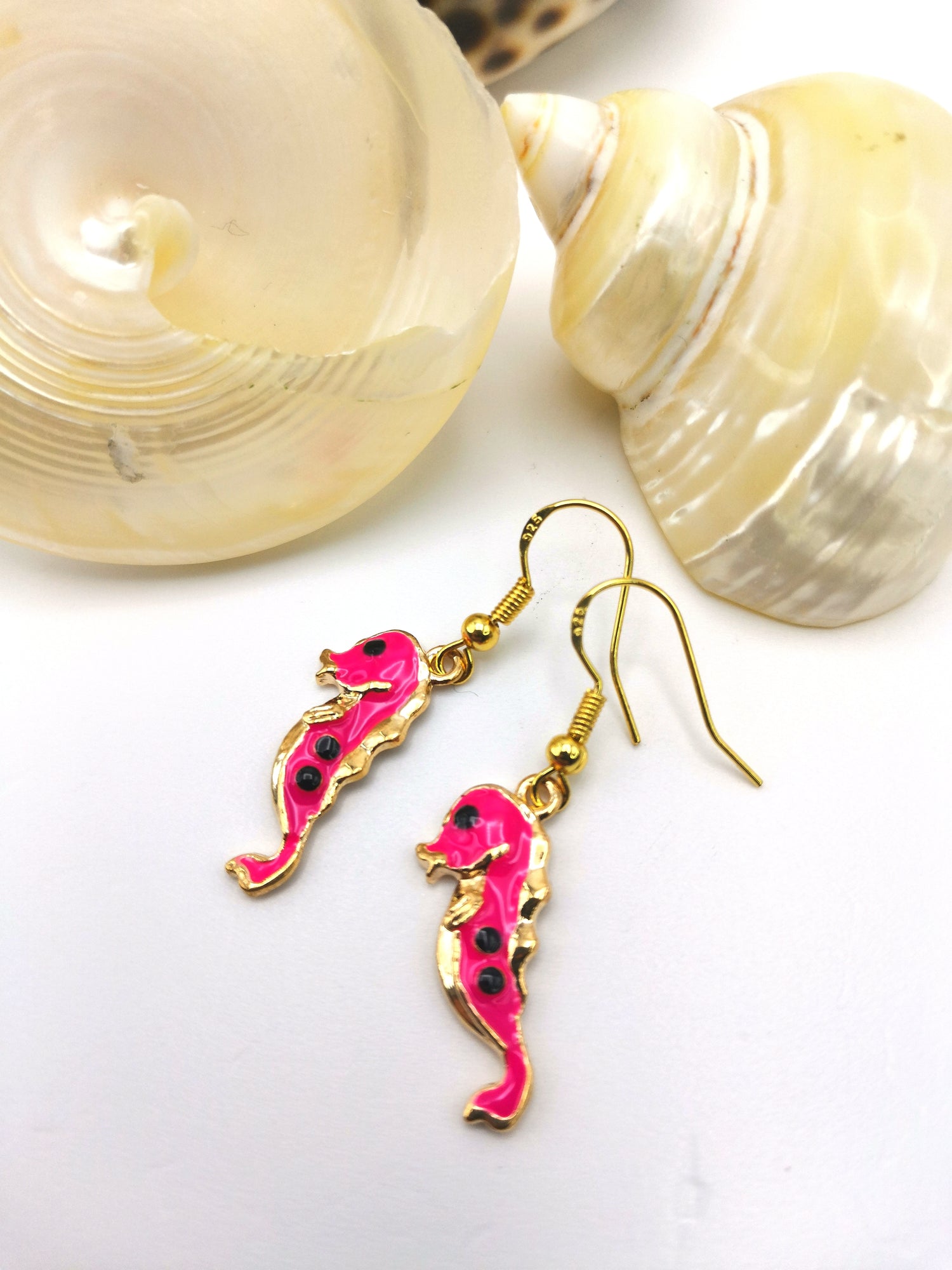 Colourful Serene Seahorse Earrings - Silver Sunbird Pink Under the Sea