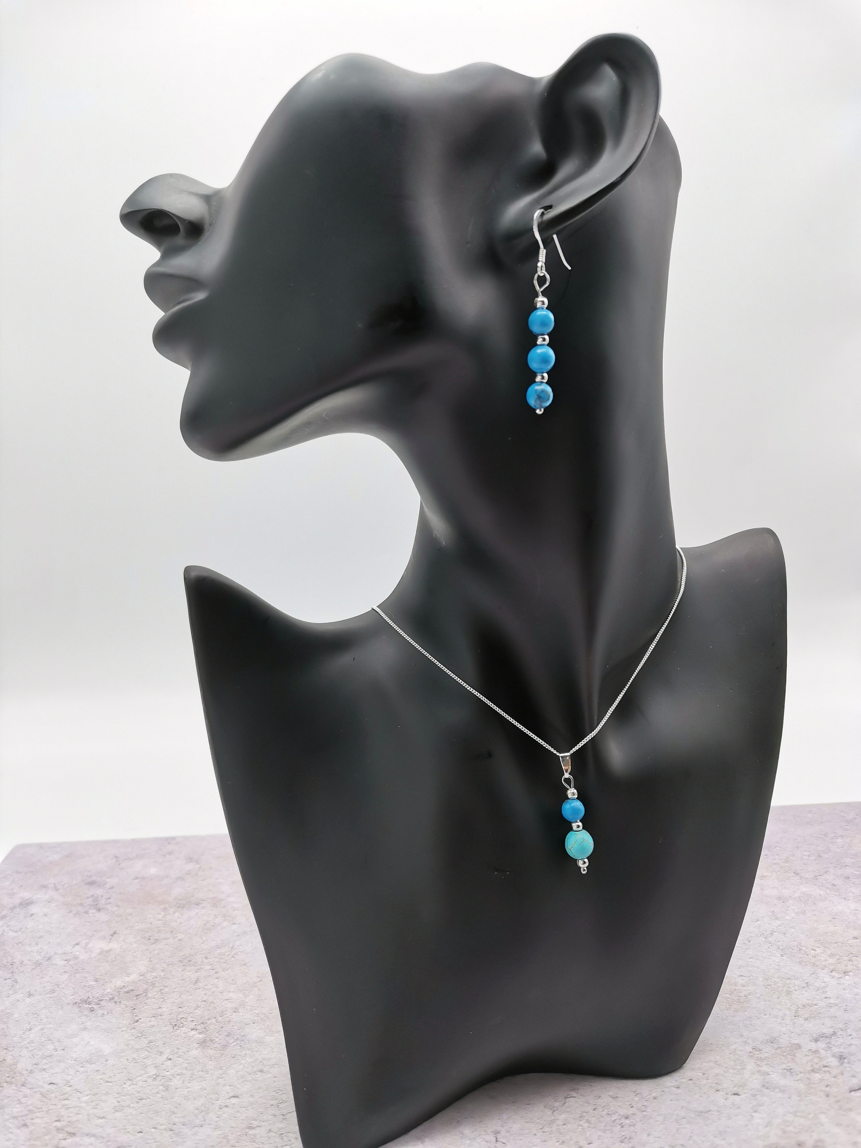 Turquoise earring and necklace on sale set