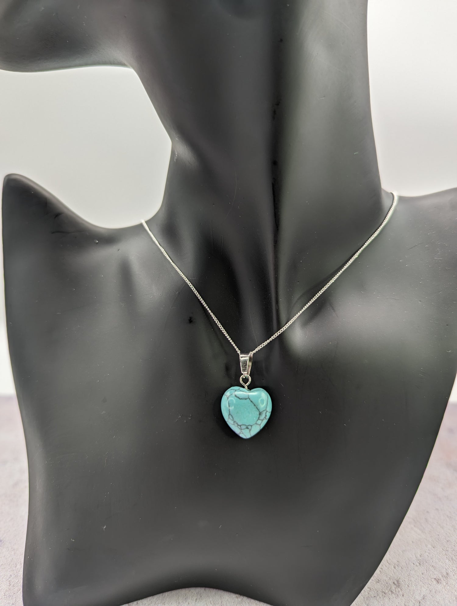 Turquoise Heart Necklace - Silver Sunbird Bohemian