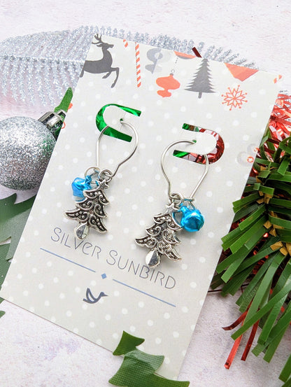 Oh Christmas Tree Earrings - Silver Sunbird Christmas Earrings