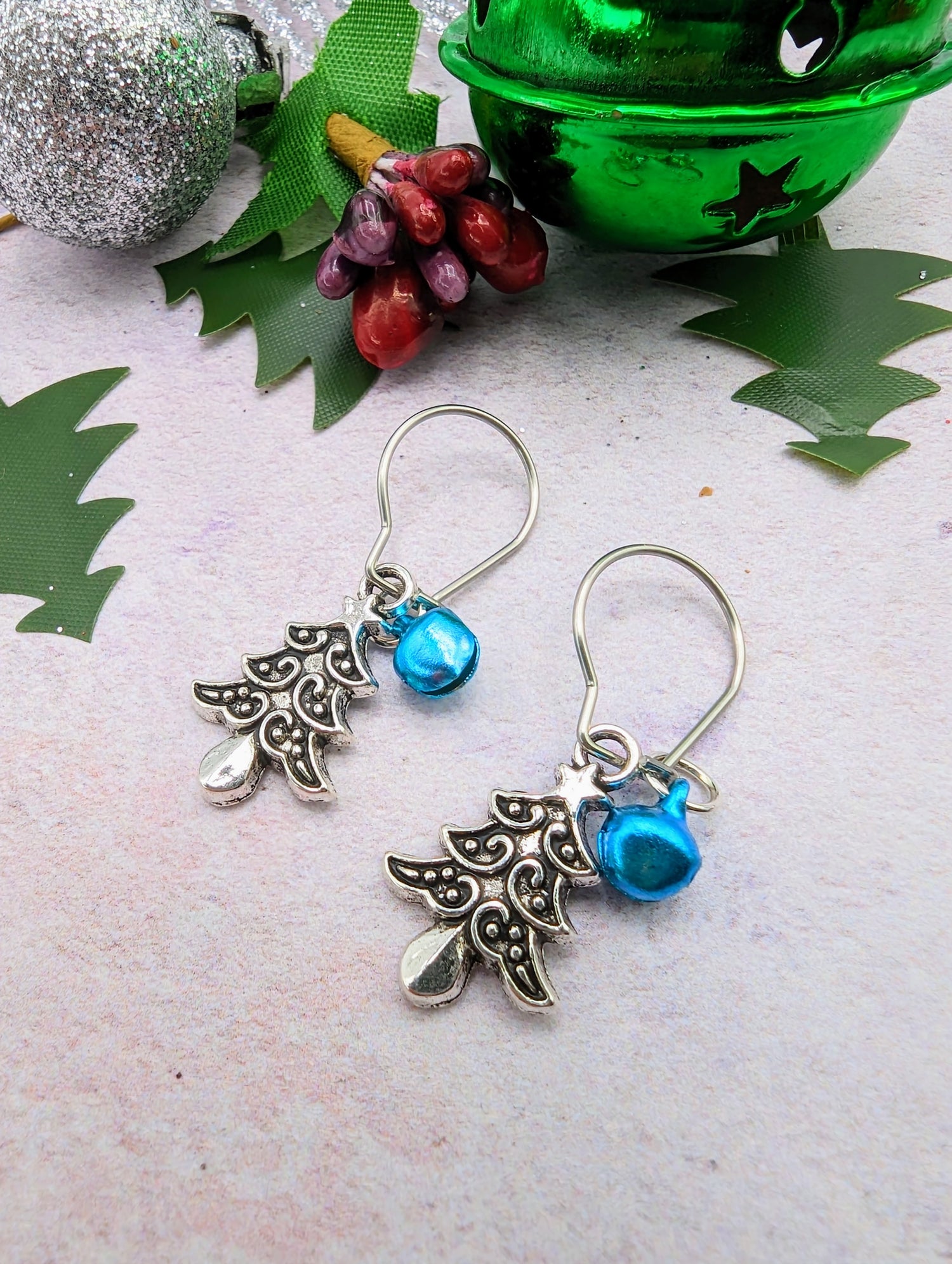 Oh Christmas Tree Earrings - Silver Sunbird Christmas Earrings