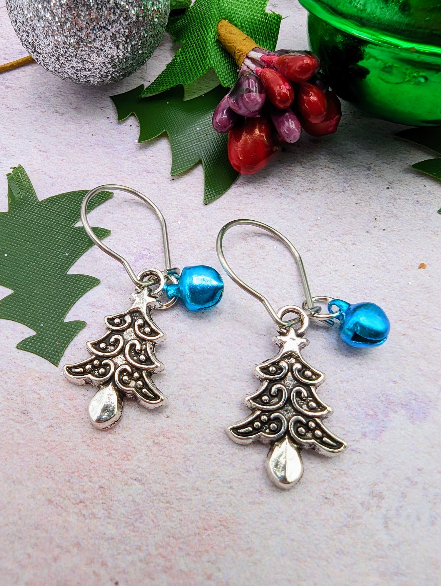 Oh Christmas Tree Earrings - Silver Sunbird Christmas Earrings