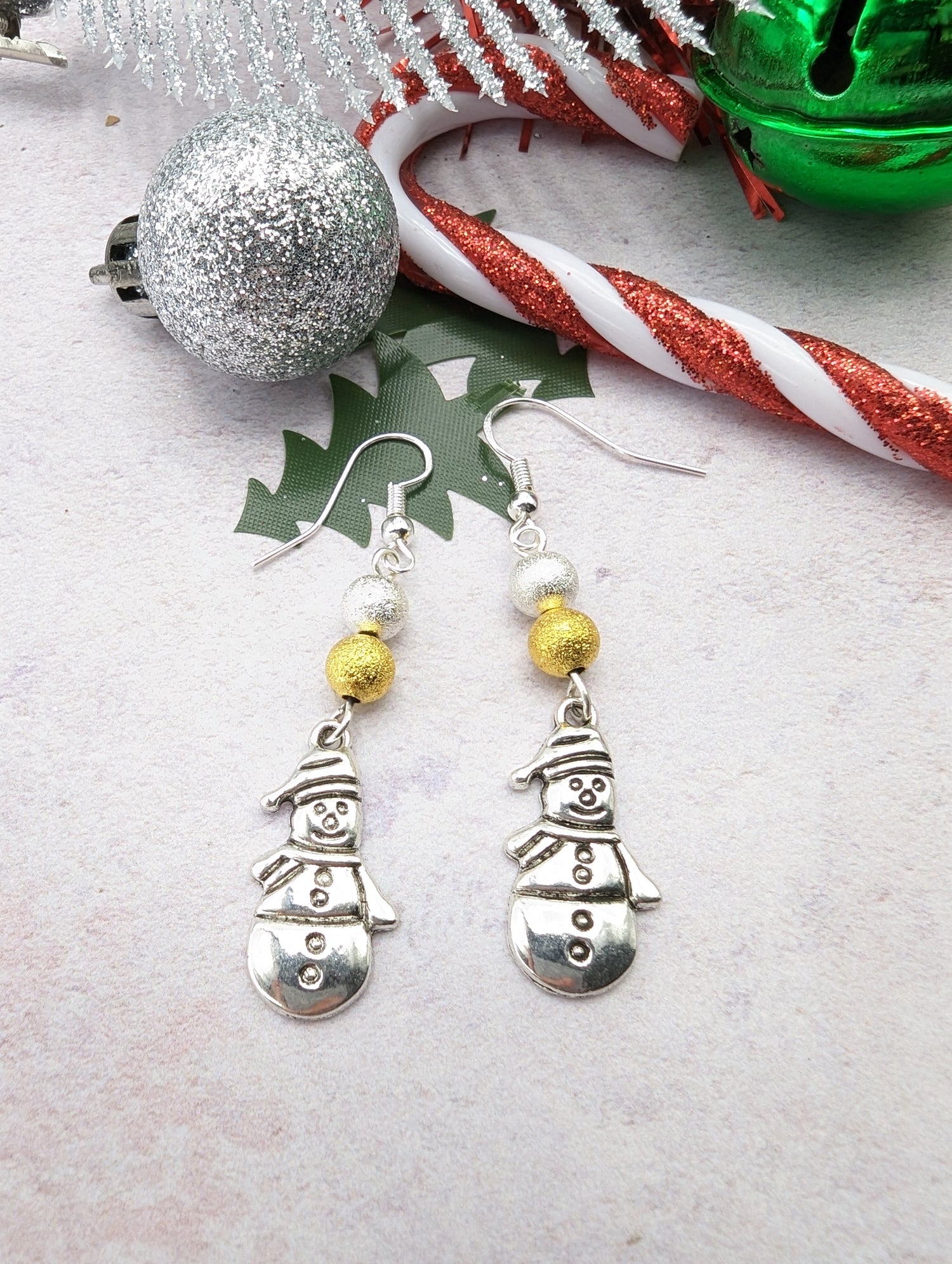 Very Merry Snowmen Earrings - Silver Sunbird Christmas Earrings