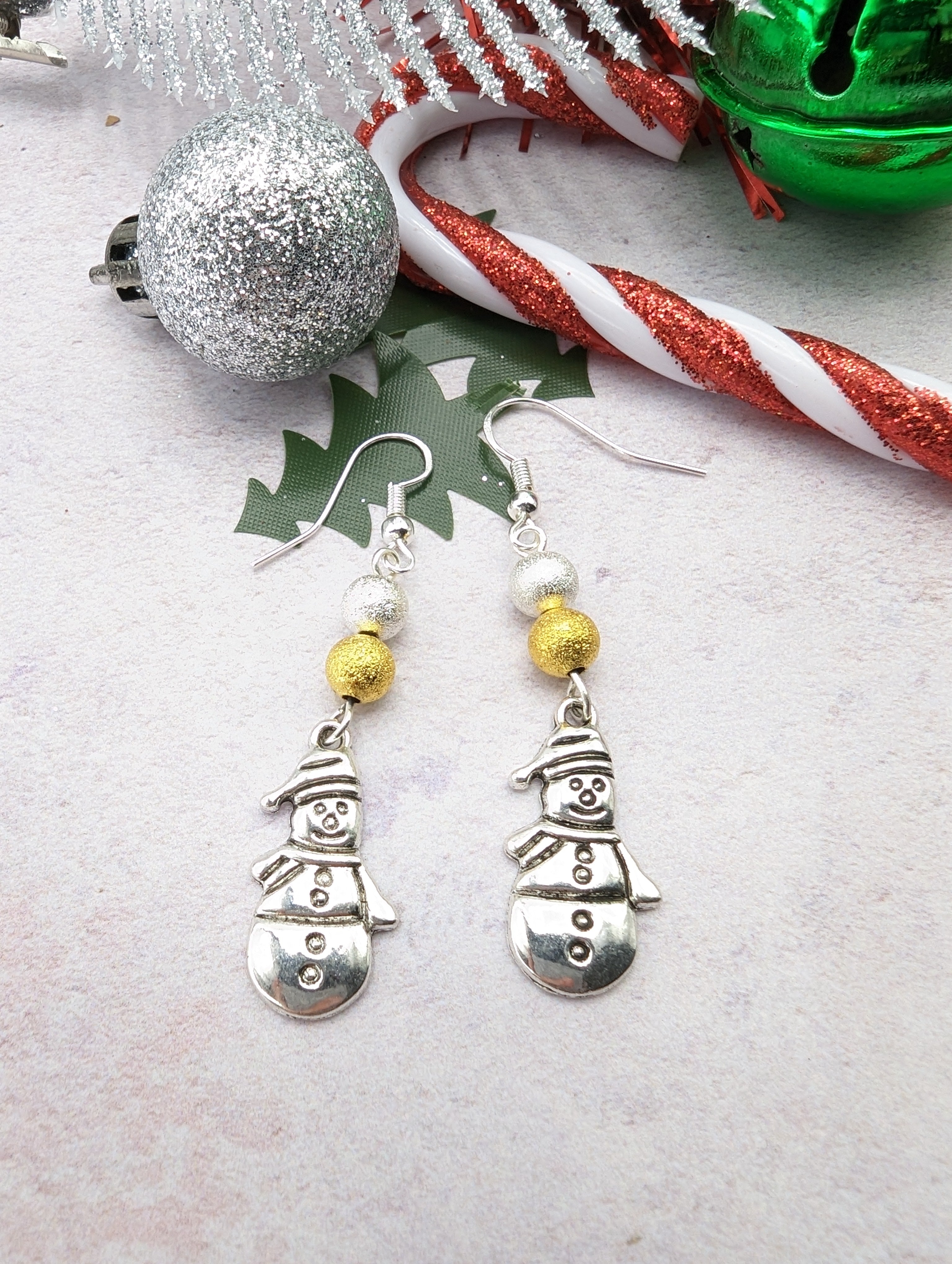 Very Merry Snowmen Earrings - Silver Sunbird Christmas Earrings