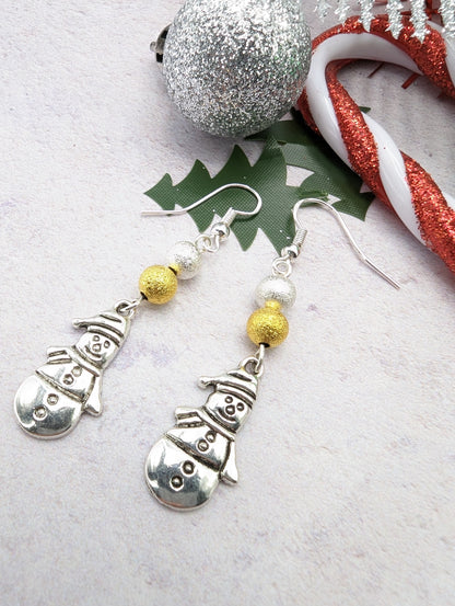 Very Merry Snowmen Earrings - Silver Sunbird Christmas Earrings