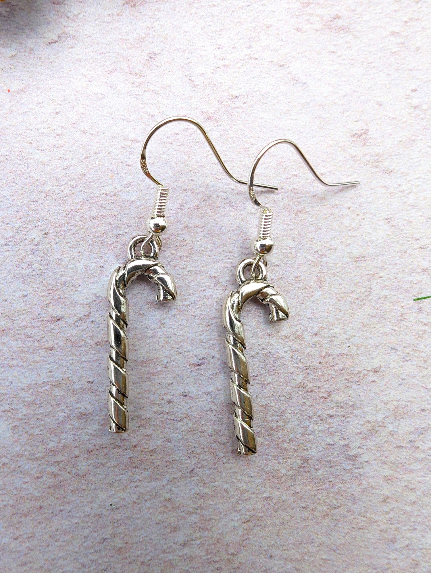 Classic Candy Cane Earrings - Silver Sunbird Christmas Earrings