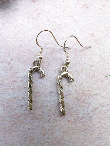 Classic Candy Cane Earrings - Silver Sunbird Christmas Earrings
