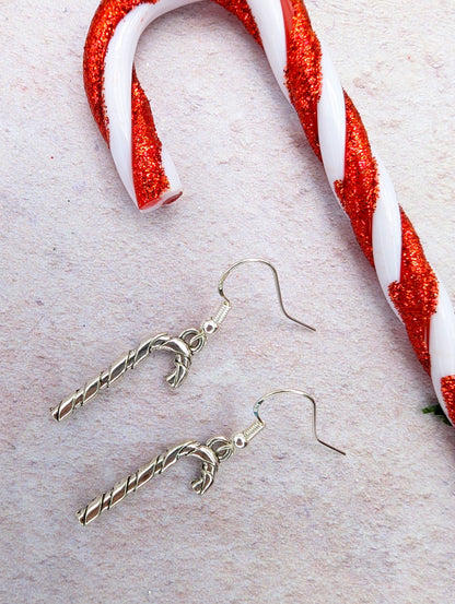 Classic Candy Cane Earrings - Silver Sunbird Christmas Earrings