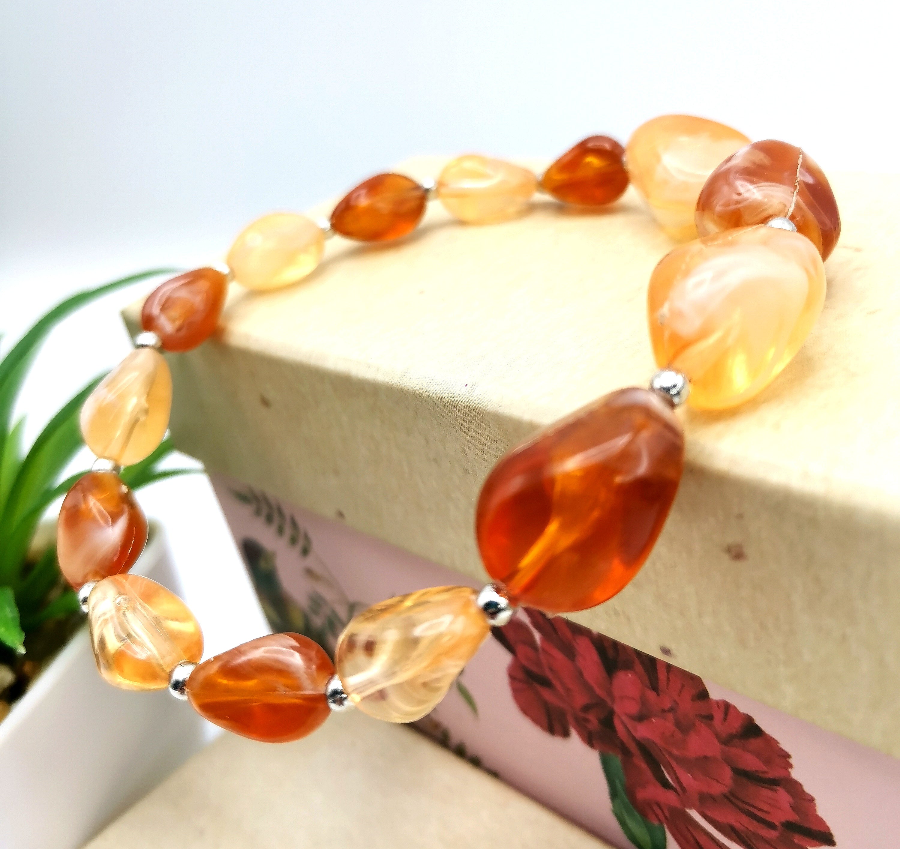 Amber Resin Bracelet - Silver Sunbird Bracelets
