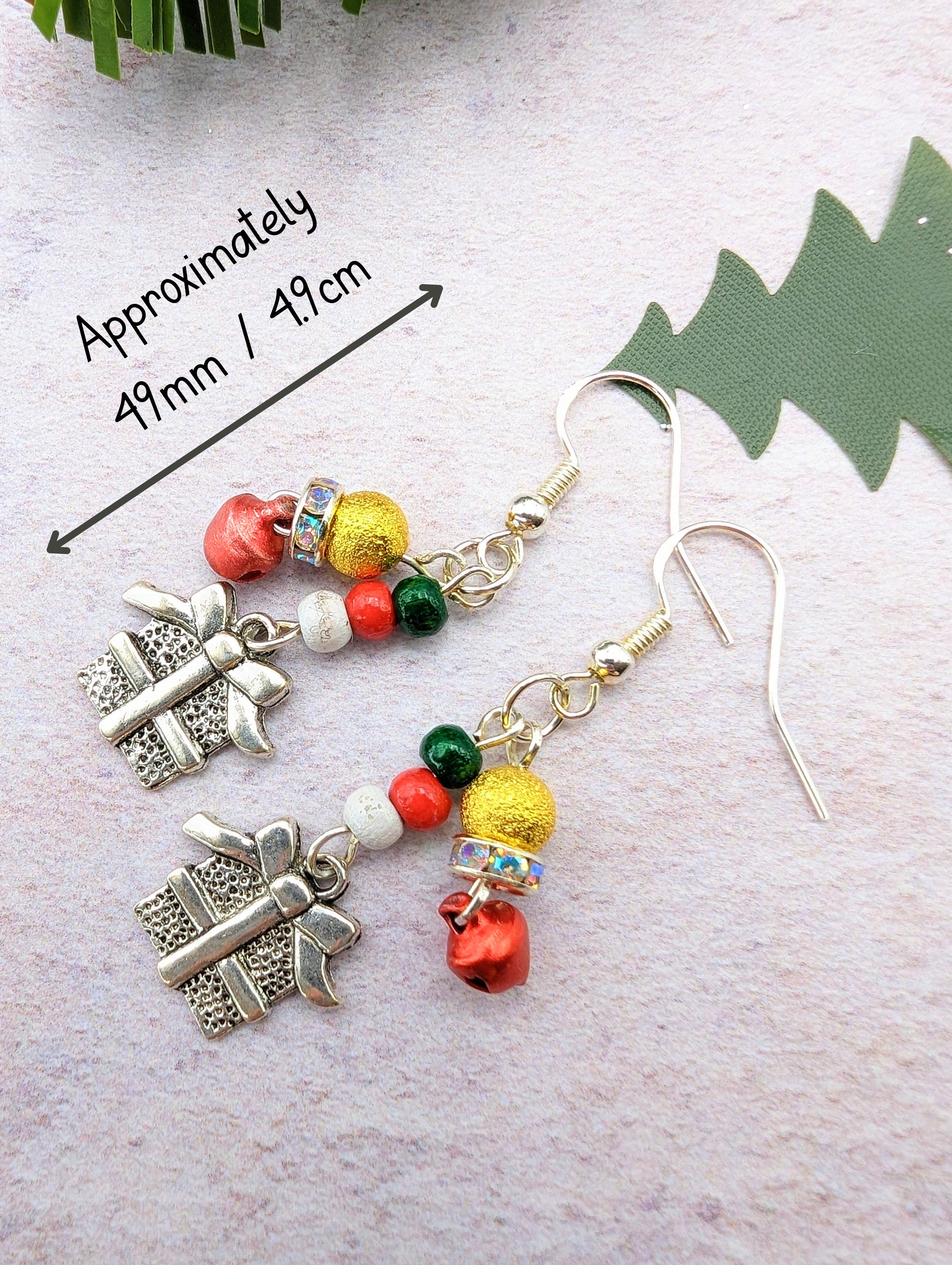 Gift Box Earrings - Silver Sunbird Christmas Earrings