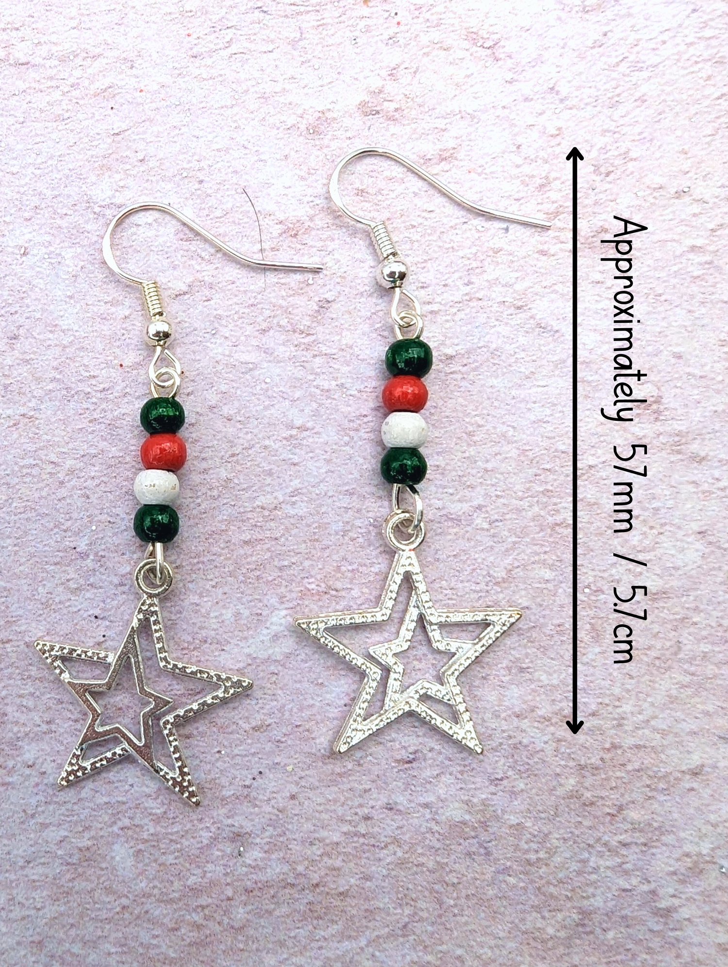 Christmas Double Star Earrings - Silver Sunbird Christmas Earrings