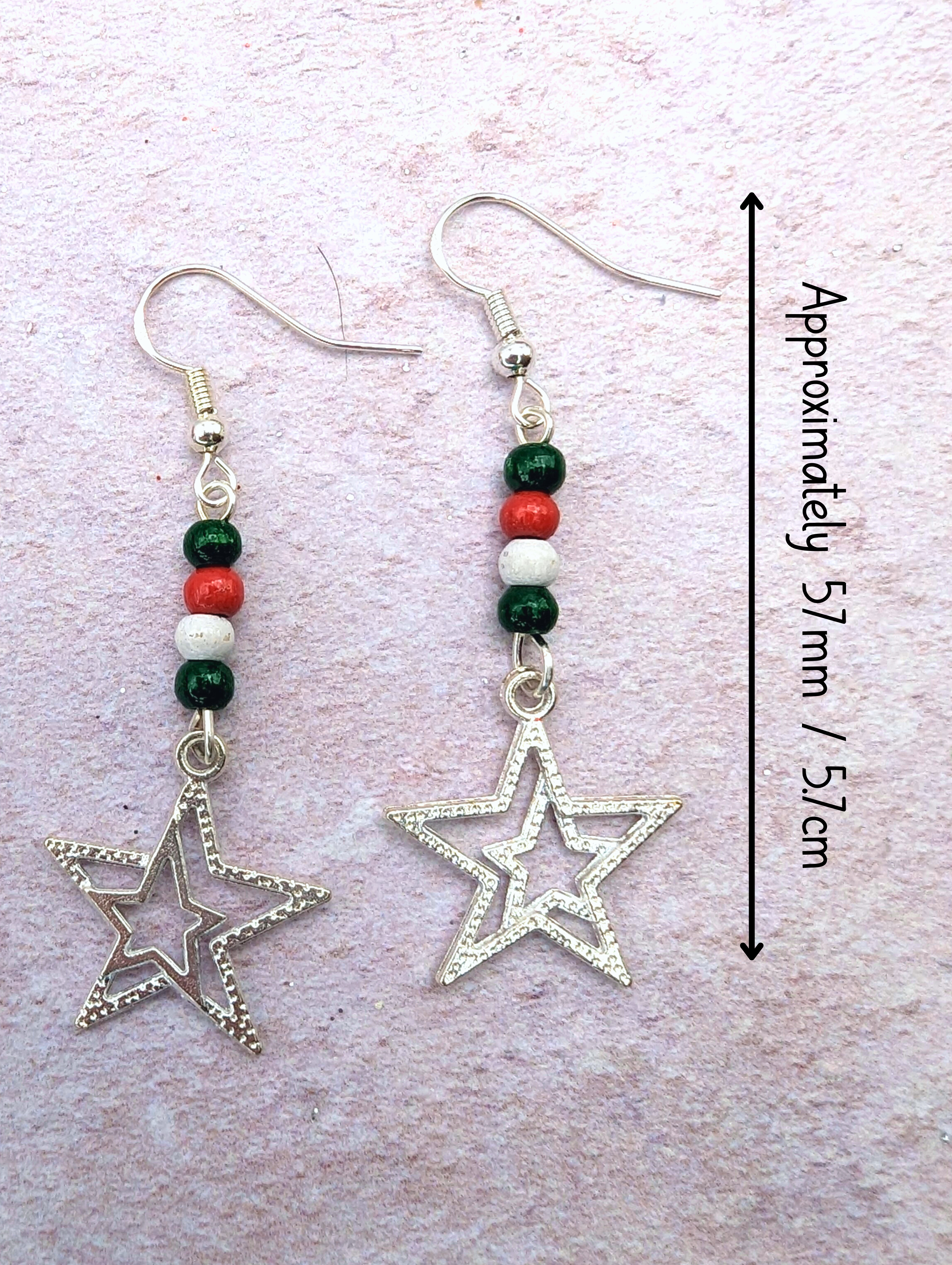 Christmas Double Star Earrings - Silver Sunbird Christmas Earrings