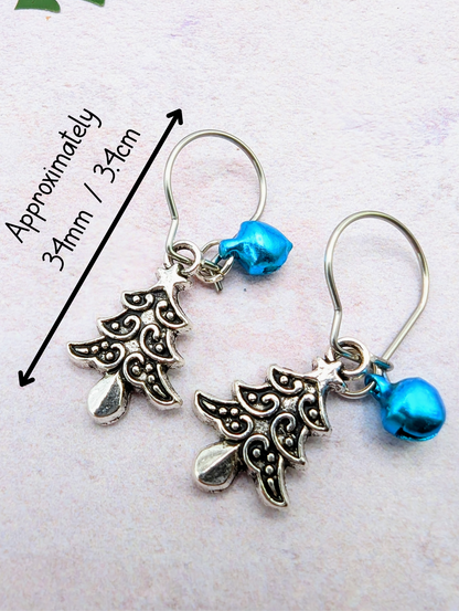 Oh Christmas Tree Earrings - Silver Sunbird Christmas Earrings
